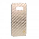 Wholesale Galaxy S8 Carbon Fiber Armor Hybrid Case (Champagne Gold)